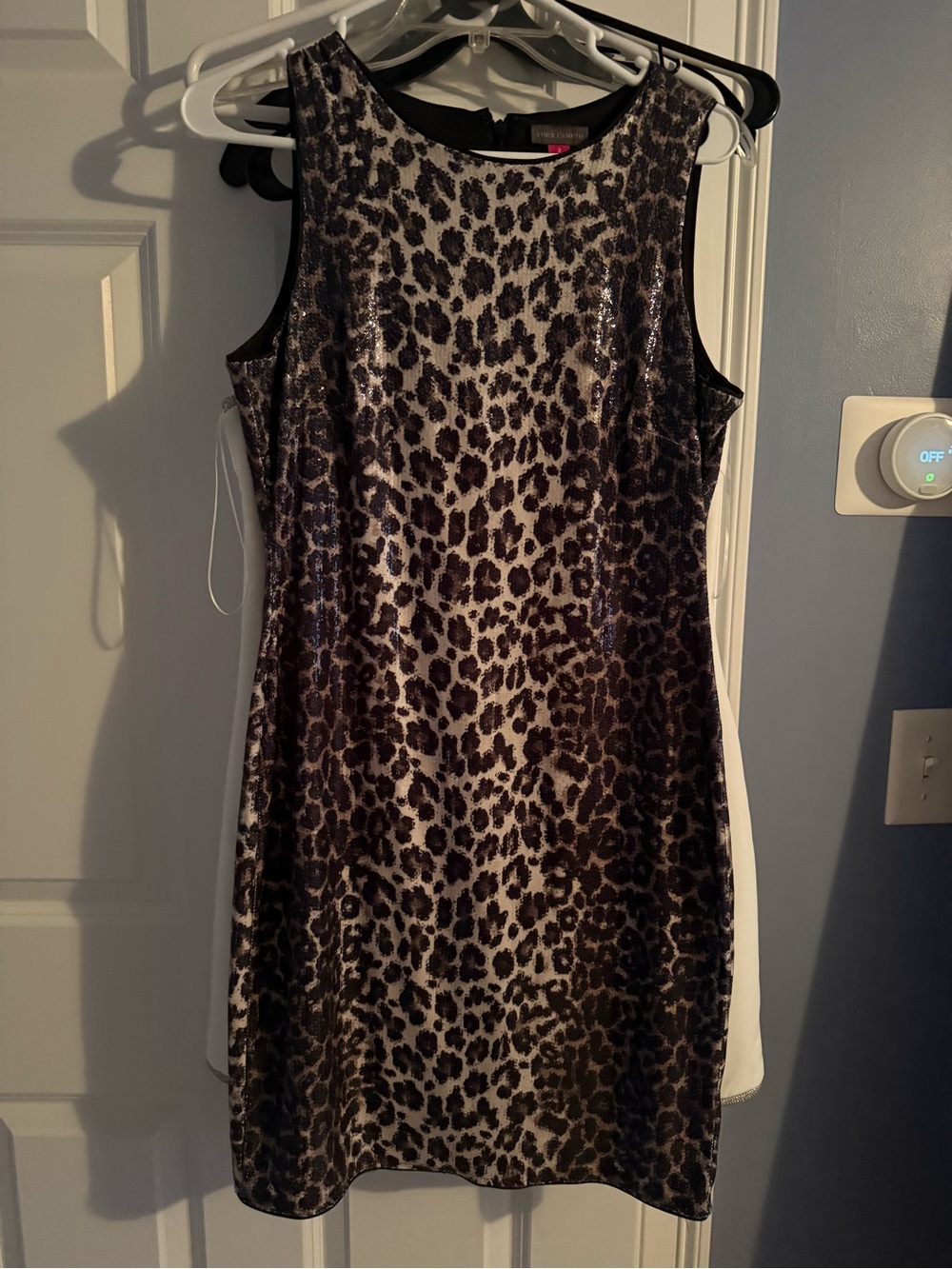 Vince Camuto Metallic Leopard Shift Dress - Brown/Black